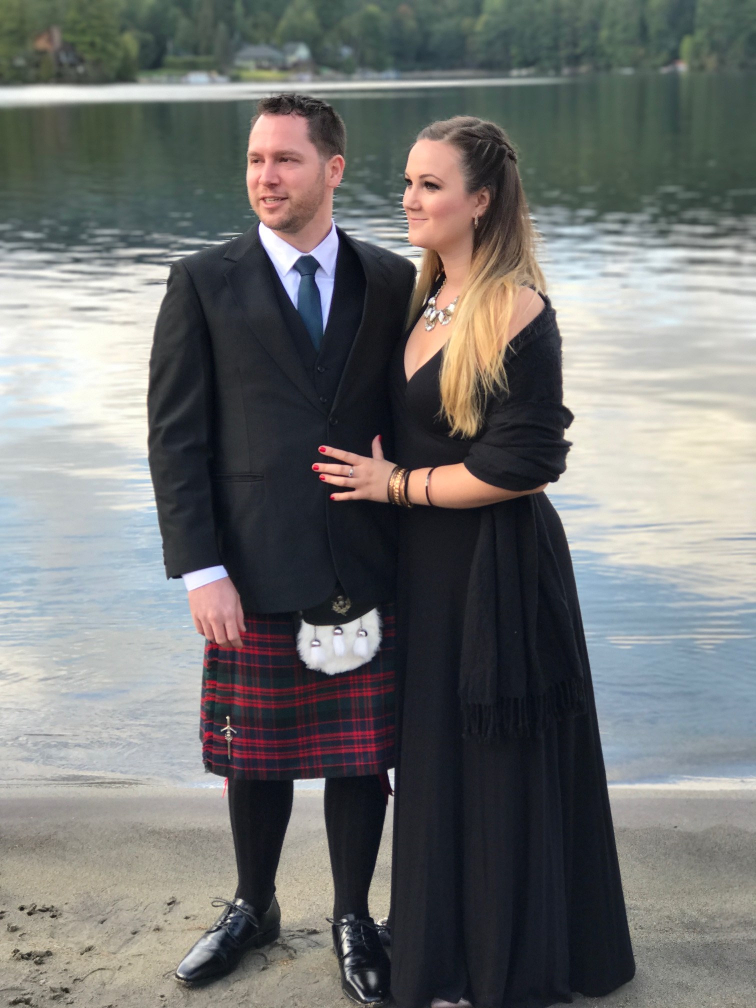 Sporting our Scottish finest at Brendan and Leah's wedding, Brant Lake, NY