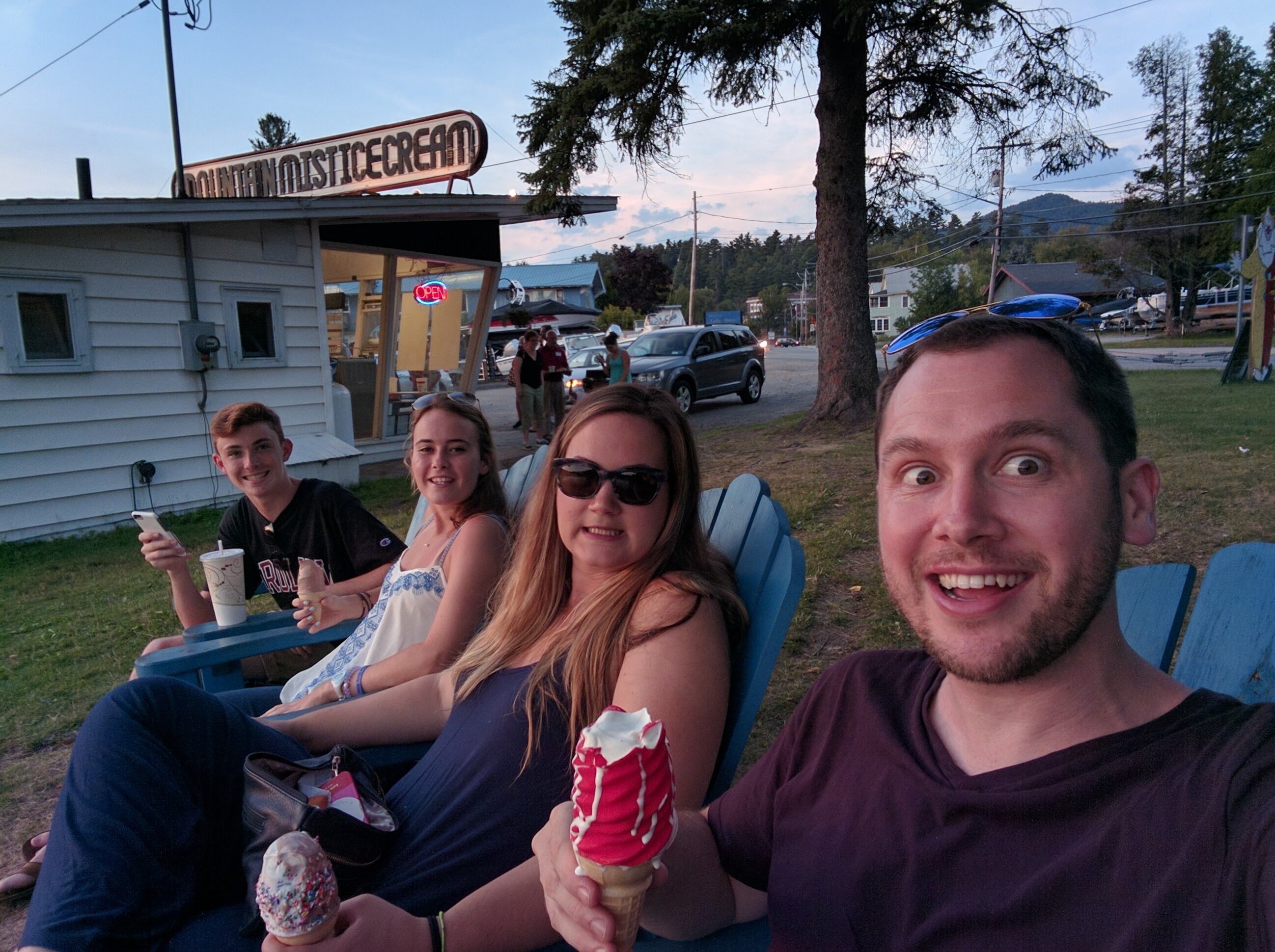 Our annual tradition of Mountain Mist ice cream with Chris and Maggie, Saranac Lake, NY
